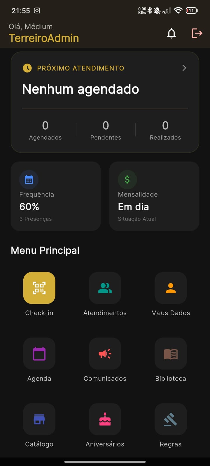App TerreiroAdmin Mobile